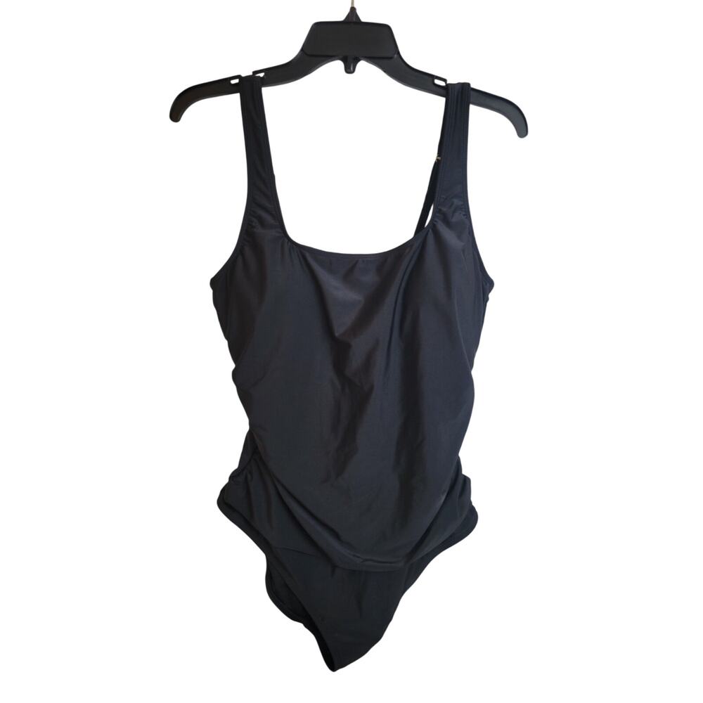 NWT Sonnet Shores Swimsuit Women's Size 16 JCP Black Ruched One Piece‎ Summer